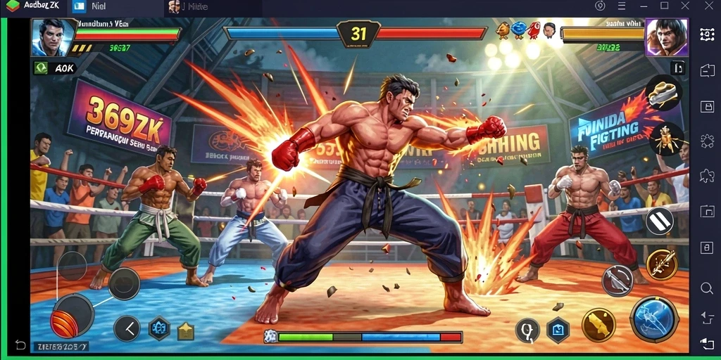 Tampilan dinamis pertarungan dalam gameplay 369ZK.