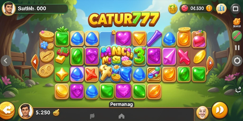 Tampilan gameplay <strong>CATUR777</strong> yang penuh warna dan seru.