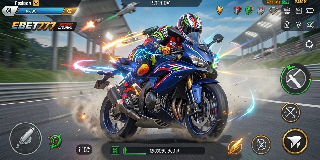Gameplay balapan motor yang mendebarkan dan penuh aksi.