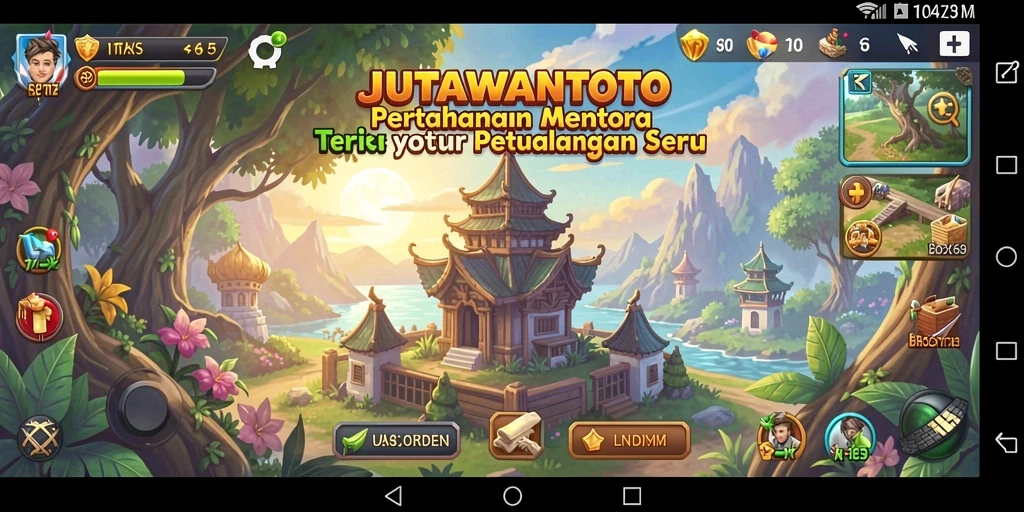 Tangkapan layar gameplay JUTAWANTOTO yang menunjukkan aksi pertahanan menara.