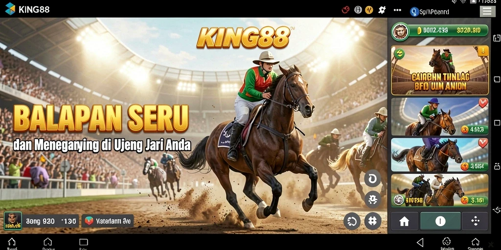 Tampilan gameplay KING88 dengan aksi balapan yang mendebarkan.