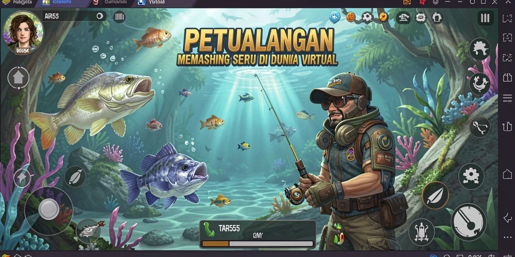 Screenshot gameplay TAR555 yang menunjukkan aksi seru dalam memancing.